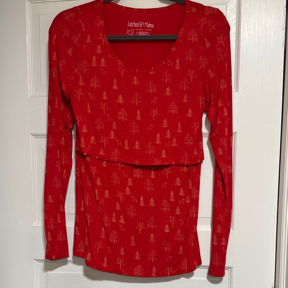 Latched Mama Red Trees Nursing Top